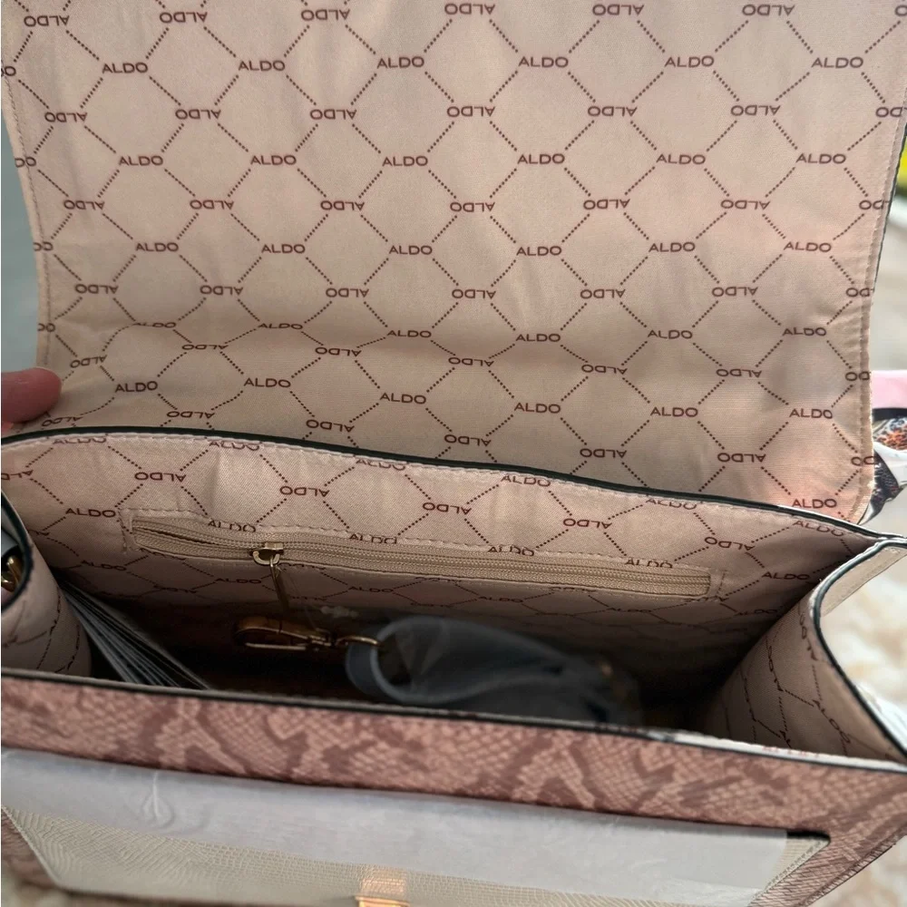 Aldo Caiilla Top Handle Satchel Snake Print + Chain Detail - Picture 9 of 16